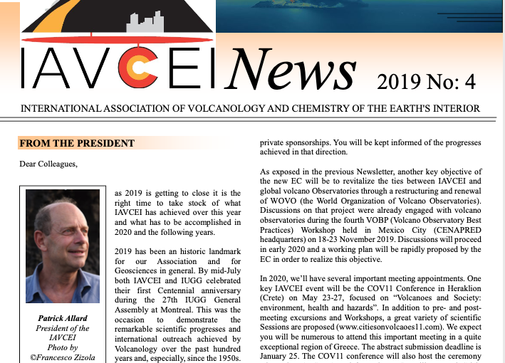 Latest IAVCEI Newsletter – 4/2019