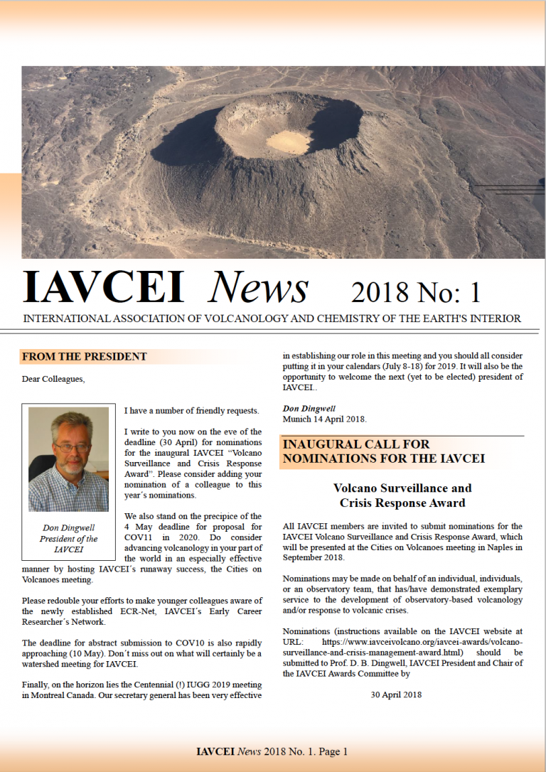 IAVCEI Newsletter – 1/2018