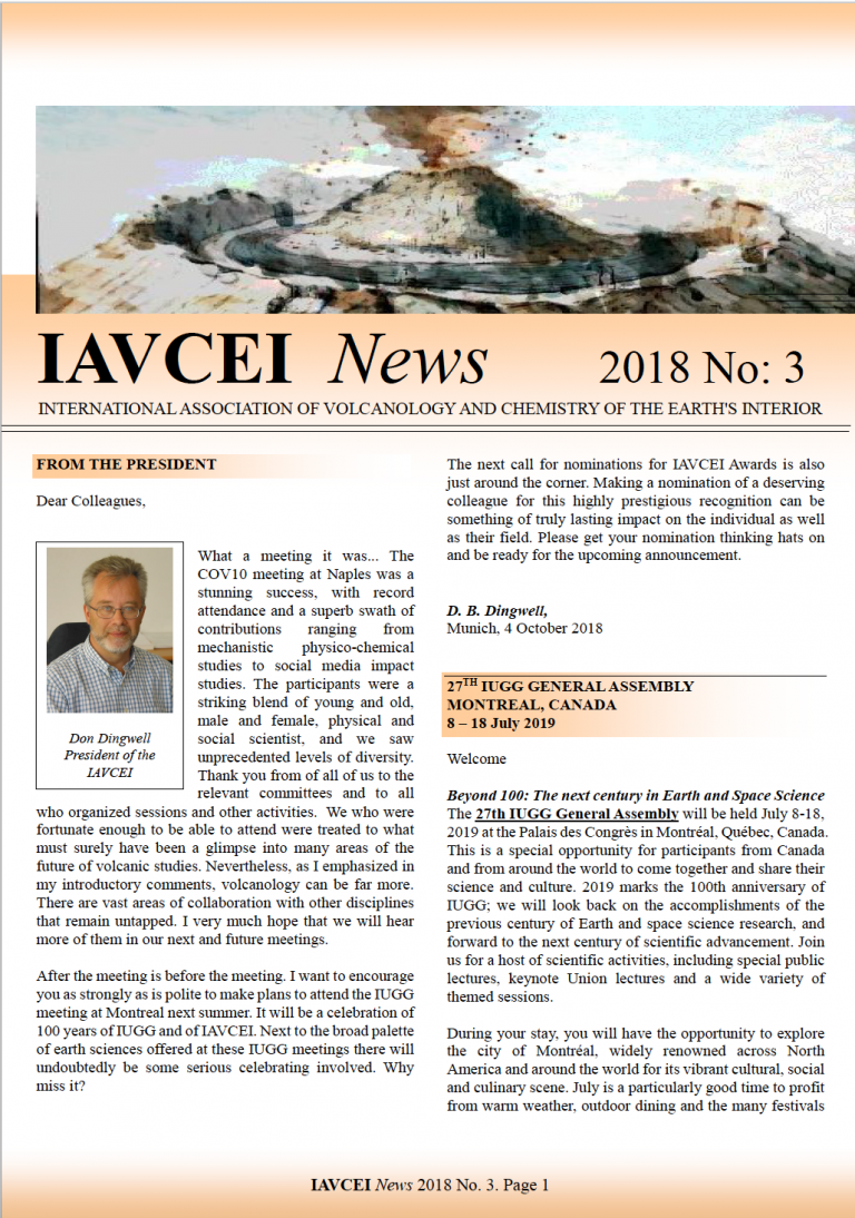 Latest IAVCEI Newsletter – 3/2018