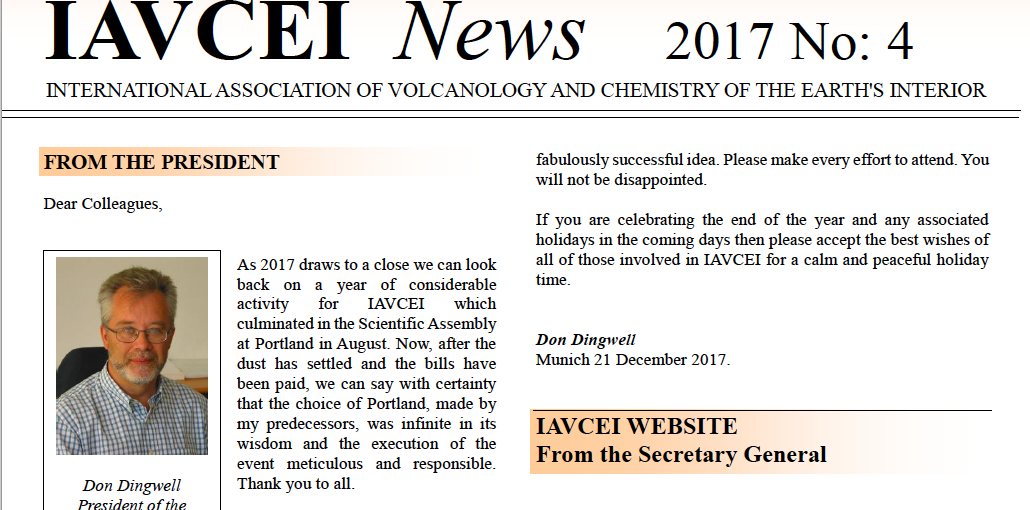 Latest IAVCEI Newsletter – 4/2017