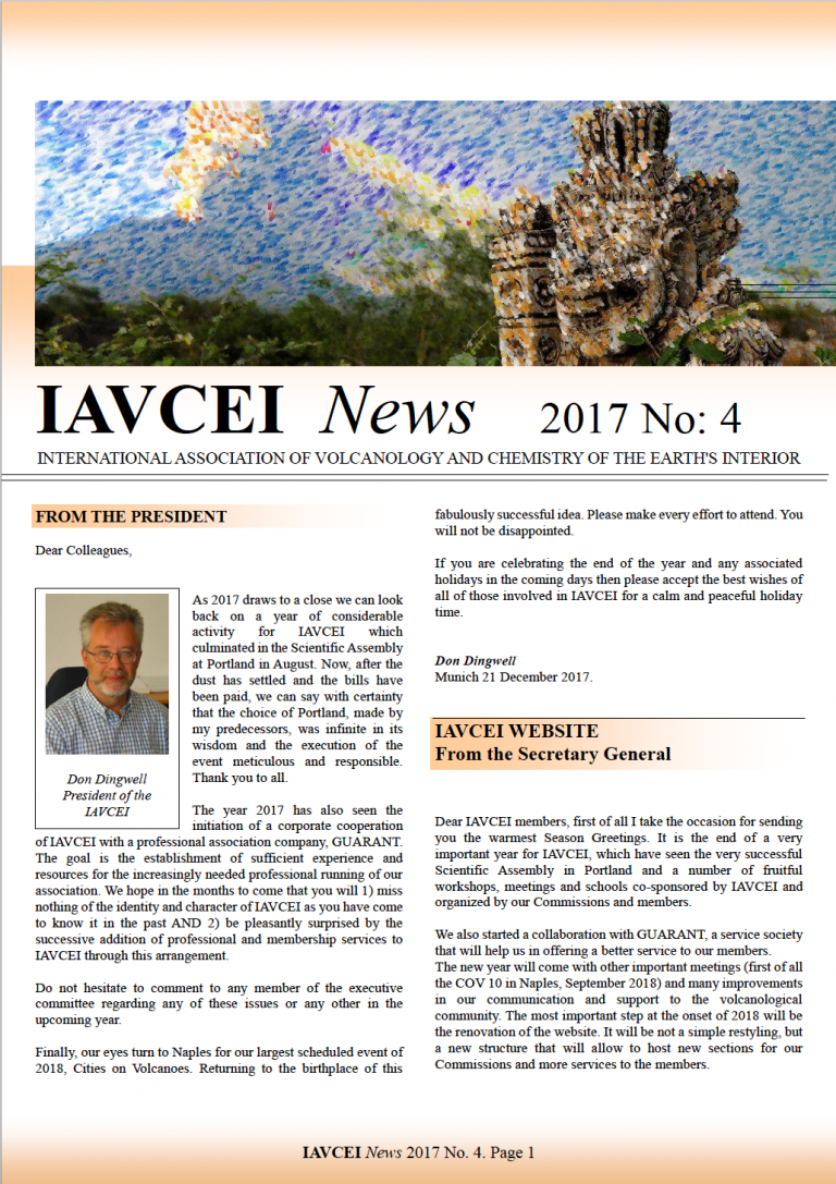 Latest IAVCEI Newsletter – 4/2017