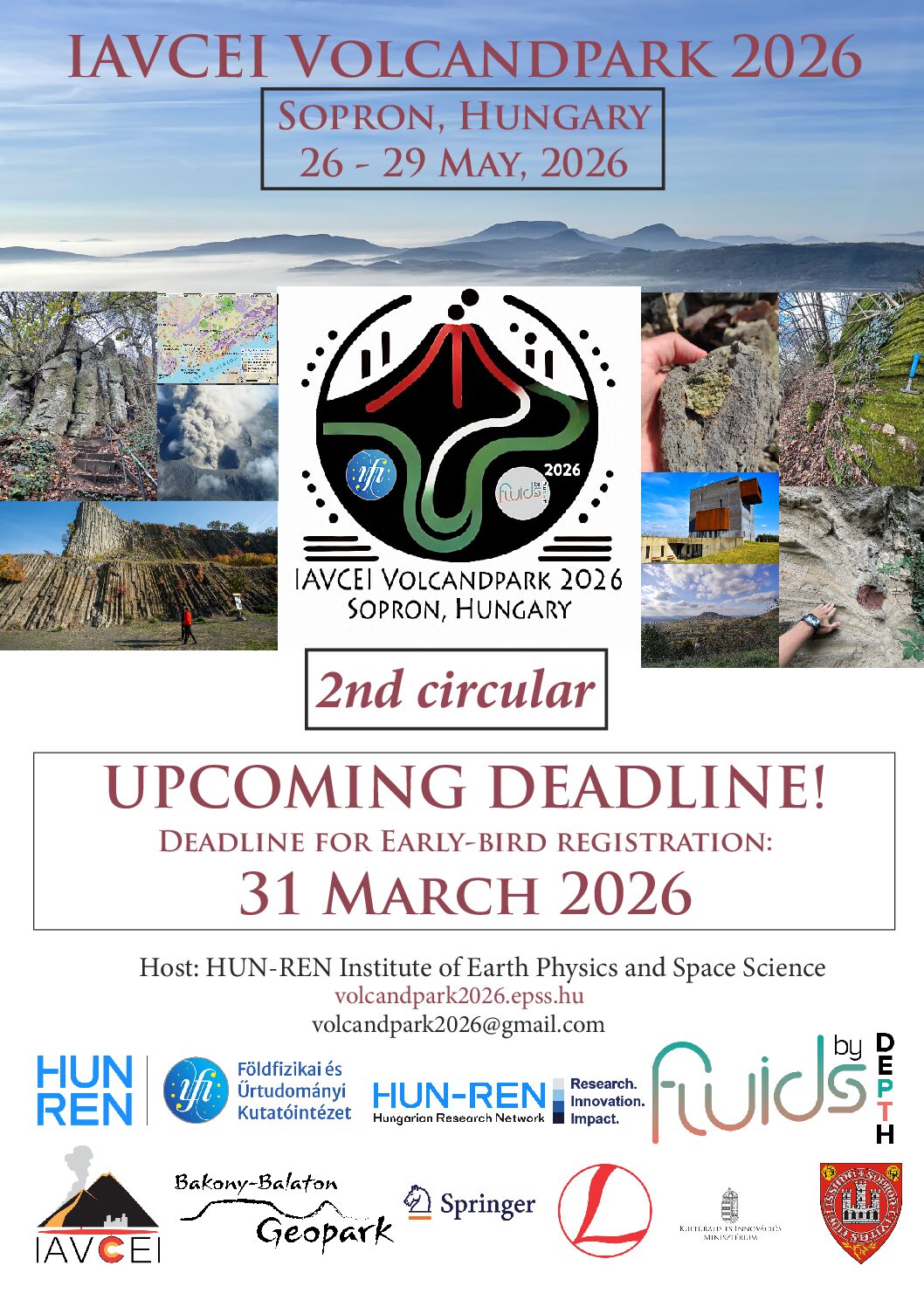 Second circular for the next IAVCEI Volcandpark Conference in Sopron, Hungary, from 26 through 29 May 2026.